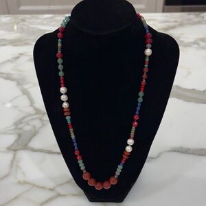 Sundance Catalog Faceted Carnelian, Green Aventurine, Lapis, Pearl Nk. Stunning